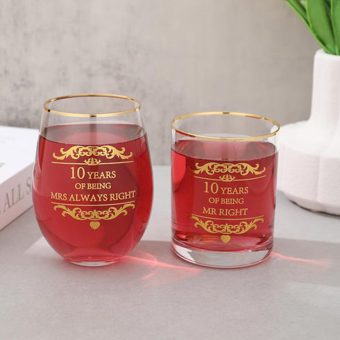 Engraved with 10 Years of Mrs Always Right Whiskey Glass